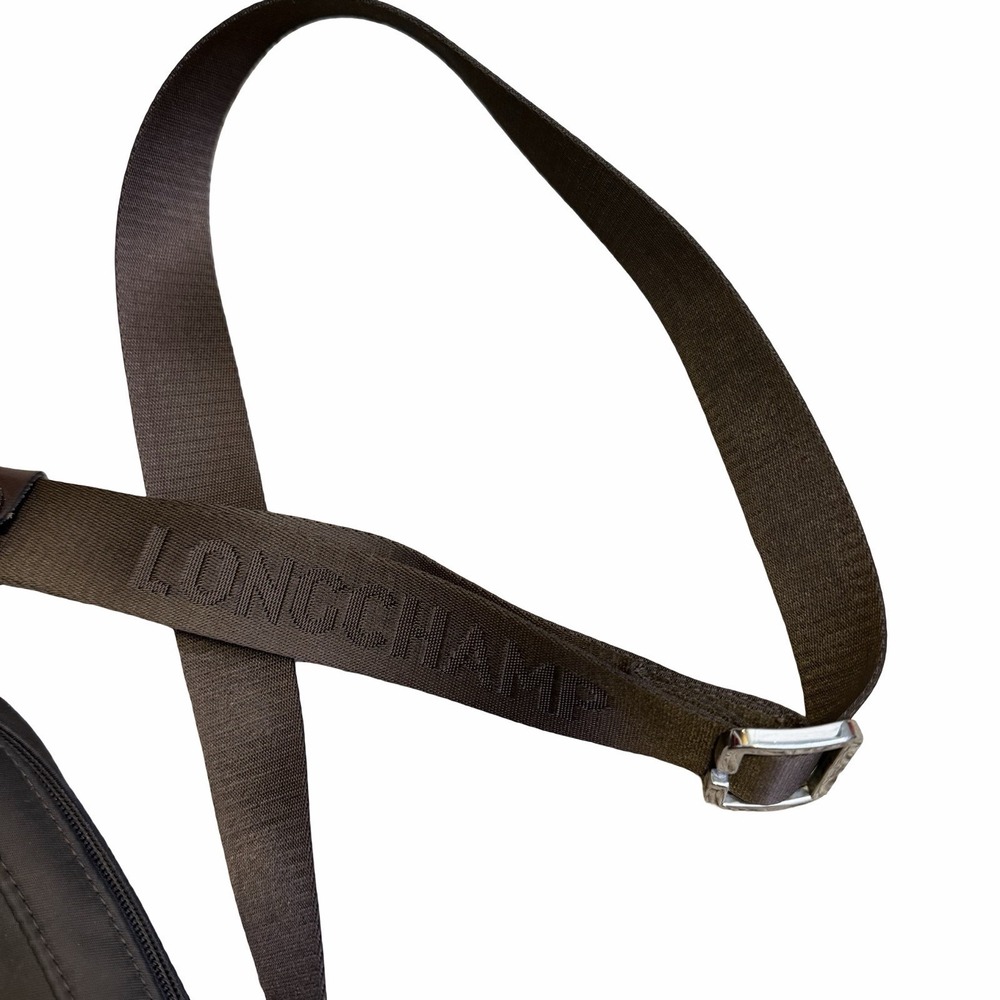 Longchamp Brown Nylon Crossbody Bag. Logo Strap. Leather Flap - Picture 5 of 9